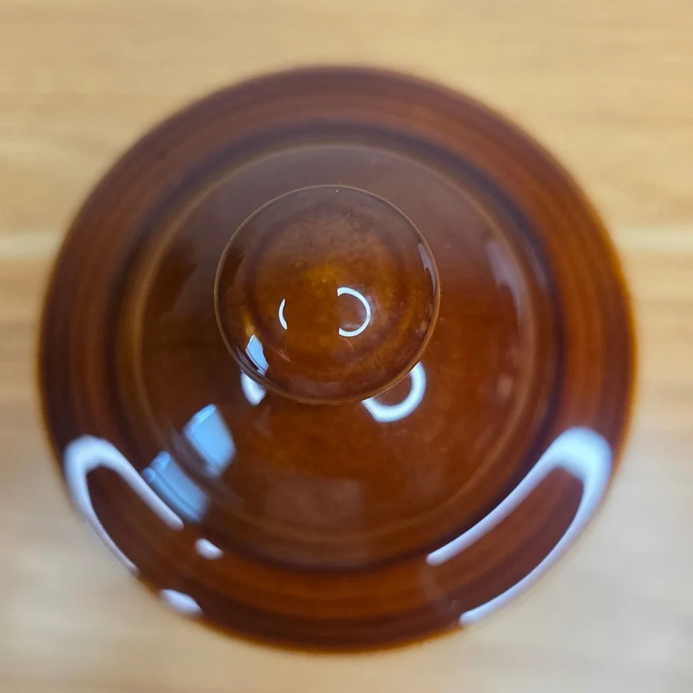 Vintage 1960s Fiesta Ironstone Sheffield Amberstone Glaze Sugar Bowl HTF